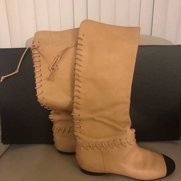 CHANEL Shoes - Chanel high boots beige. Pocahontas style